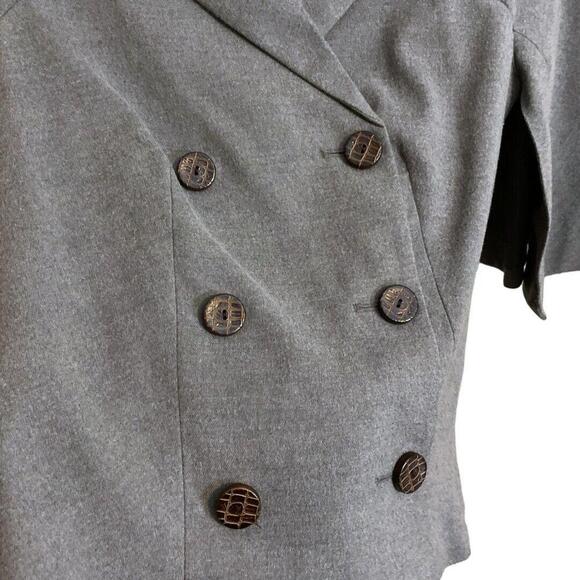 Worthington Gray Cape Peacoat Layered Size XS Jacket Double Breat Buttons - Picture 4 of 15